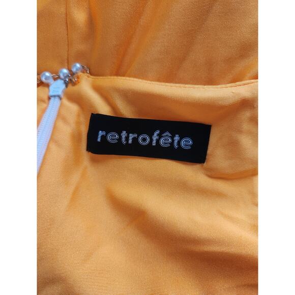 Retrofete Orange Maxi Dress Pearl Halter Size Small Sample - Picture 9 of 11